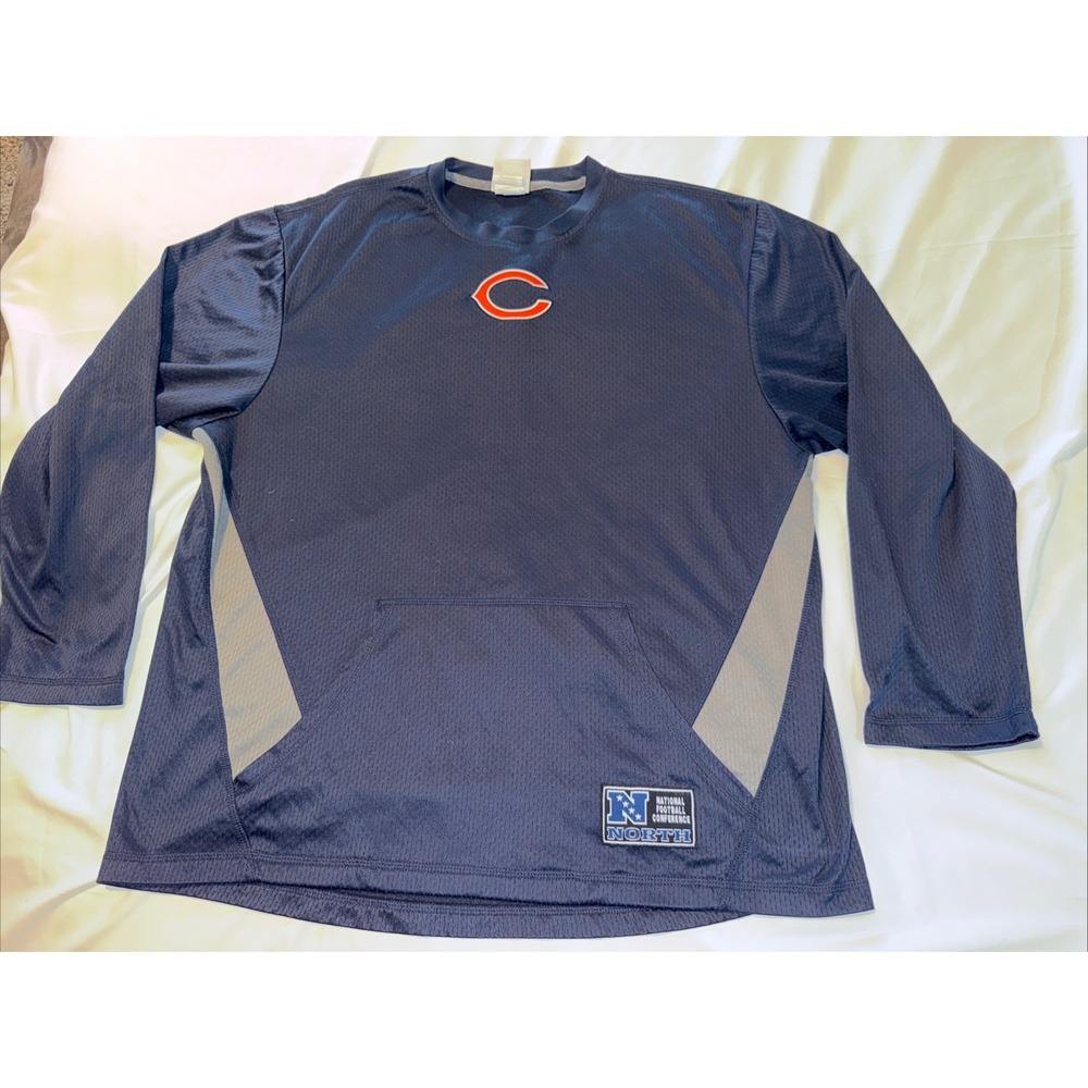 Chicago Bears NFL Mens Large Shirt Mesh Training Jersey Pouch Pocket Navy